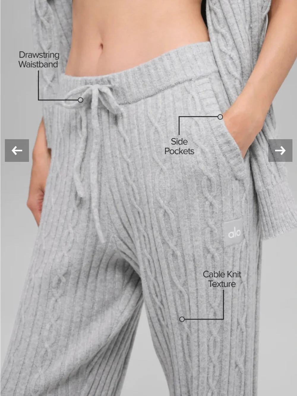 ALO Yoga Cable knit Winter Bliss hoodie & Bliss Pant Matching Set